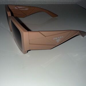 Prada Chunky Square Sunglasses in Nude Beige